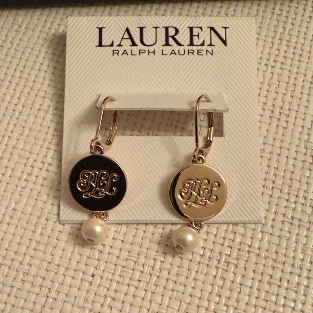 Lauren Ralph Lauren Gold Drop Earrings with Pearl